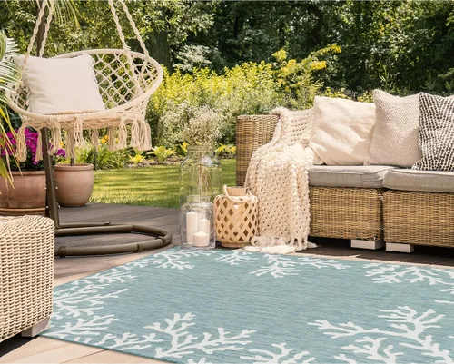 Vista 16 de Liora Manne Carmel - Alfombra decorativa de mezcla sintética para interiores y exteriores, de bajo perfil, contemporánea, decoración de peces Agua