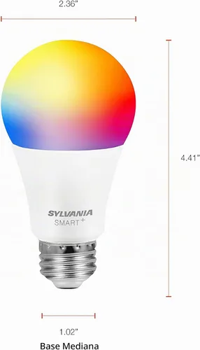 Vista 6 de SYLVANIA (75760) - Bombilla LED inteligente con malla Bluetooth, ajuste de un solo toque, equivalente a A19 60 W, E26, RGBW a todo color y blanco