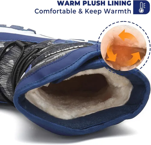 Vista 3 de Mishansha - Botas para la nieve para niño y niña, botas impermeables para el invierno, antideslizantes y cálidas para el clima frío