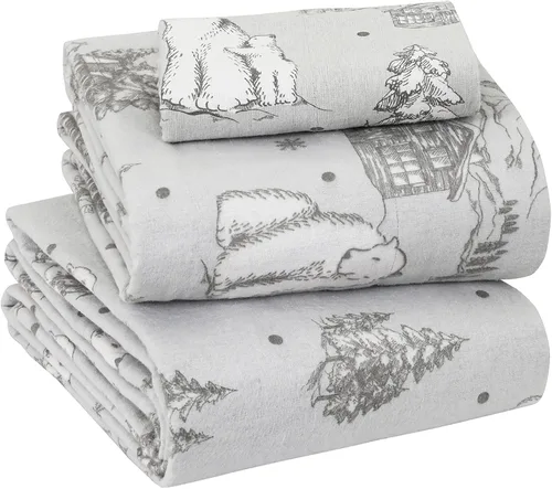 Vista 23 de Sleepdown Juego de sábanas de franela de algodón 100 % de 160 GSM - Gris escarcha, individual