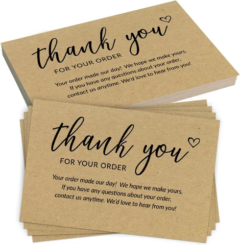 Vista 7 de 50 tarjetas de agradecimiento grandes de 4 x 6 in – Tarjetas postales Kraft a granel de compra para apoyar las compras de clientes de pequeñas
