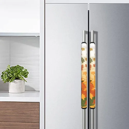 Vista 4 de Xhuibop Juego de 6 fundas para manija de puerta de refrigerador de Acción de Gracias, hojas de arce lavables, protector de manija