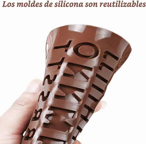 Vista 3 de Molde de silicona de 26 letras + Happy Birthday/números/símbolos, molde de silicona para decoración de chocolate (2 unidades)