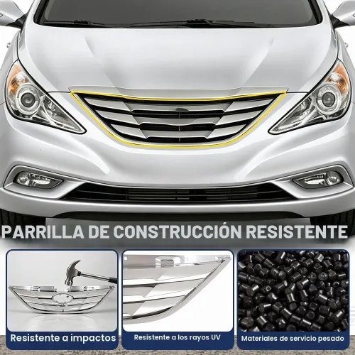 Vista 4 de PIT66 Conjunto de parrilla delantera cromada compatible con Sonata 2011 2012 2013 HY1200154 863503S100