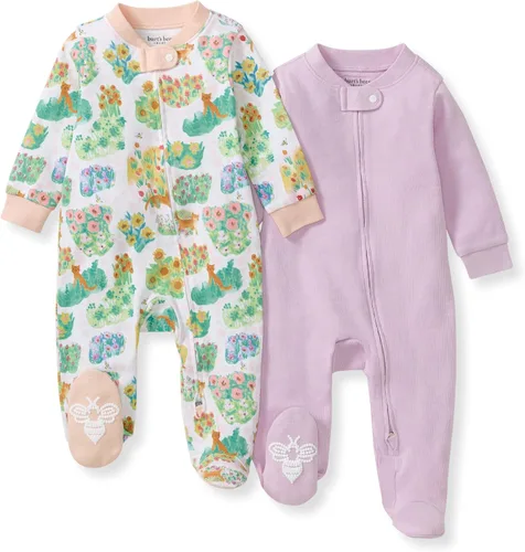 Vista 10 de Burt's Bees Baby Pijama con pies de algodón orgánico para niña Cozy Teddies - Paquete de 1