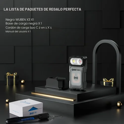 Vista 9 de WUBEN X3 Mini linterna recargable con base de carga 180 grados Linterna tipo llavero EDC Gira Ip65 Impermeable Imán Linterna de bolsillo 10 modos