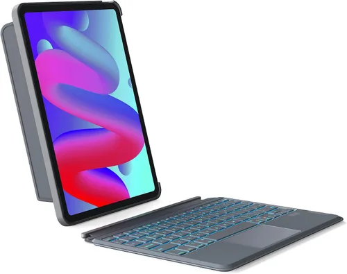 Vista 12 de Inateck Funda para iPad de 11ª/10ª generación con teclado, funda de teclado desmontable con retroiluminación de 7 colores y panel táctil para iPad