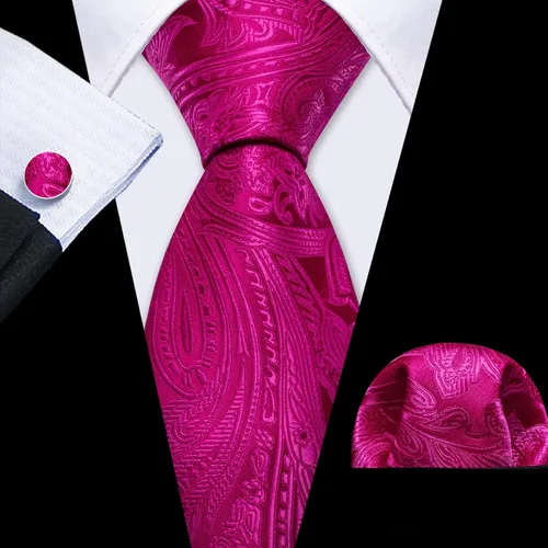 Vista 149 de Barry.Wang - Juego de corbata de seda para hombre, diseño de cachemira, pañuelo y gemelos de bolsillo