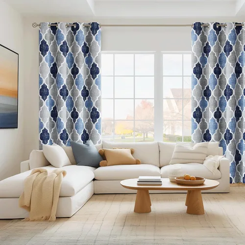 Vista 6 de Beauoop Cortinas marroquíes 100% opacas dormitorio azul gris 50x45 2 Marroquí Azul Gris