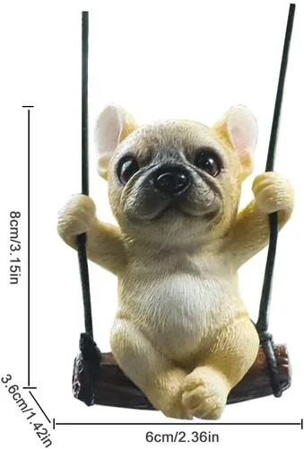 Vista 7 de Lindo adorno colgante de perro oscilante para automóvil, accesorios para colgar en el espejo retrovisor, colgante de bulldog francés, accesorios