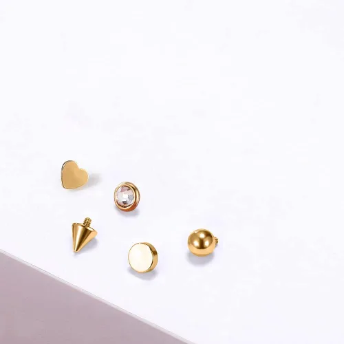 Vista 4 de PunkTracker Piercing dérmico de ópalo de acero inoxidable 316L para piercings dérmicos con rosca interna, kit de piercing dérmico