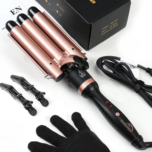 Vista 10 de Varita rizadora 5 en 1, rizador de pelo de 3 barriles All-in-One, 30s Rapid Heating, 1H Auto Shut-Off, Anti-Scald, Long-Lasting Volume, Dual
