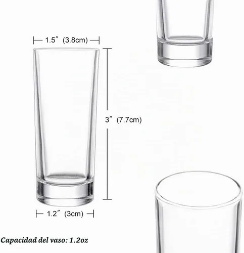 Vista 5 de Juego de vasos de chupito con base pesada, 1.2 oz (paquete de 12) vasos transparentes para whisky y licores - JM02 1.2oz-12pack