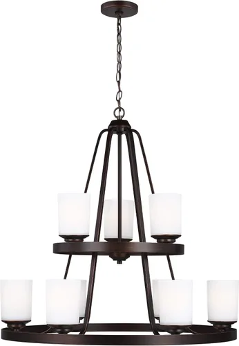 Vista 10 de Sea Gull Generation Lighting 3130709-112 Lámpara de araña de nueve luces Negro (Midnight Black)