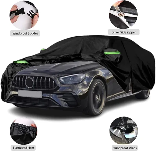 Vista 2 de Fundas impermeables para automóvil compatibles con Mercedes Benz Clase E E300 E350 E400 E450 2006-2024, para todo tipo de clima, ajuste