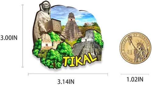 Vista 3 de Tikal Guatemala - Imán de madera para nevera, monumentos en 3D, para viajes, coleccionables, recuerdos, decoración hecha a mano, 2