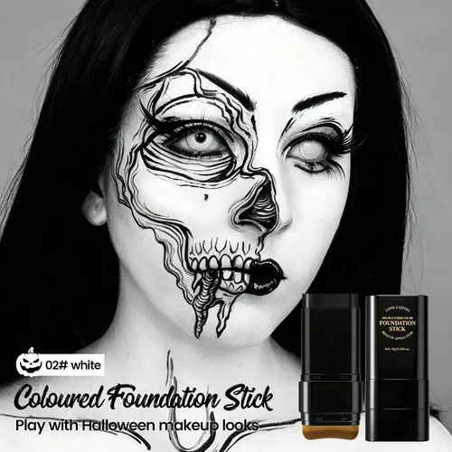 Vista 2 de White Face Paint Stick for Halloween, Skeleton Makeup Stick with Brush, White Face & Body Paint for Skull, Ghost Costume Makeup, Halloween Party