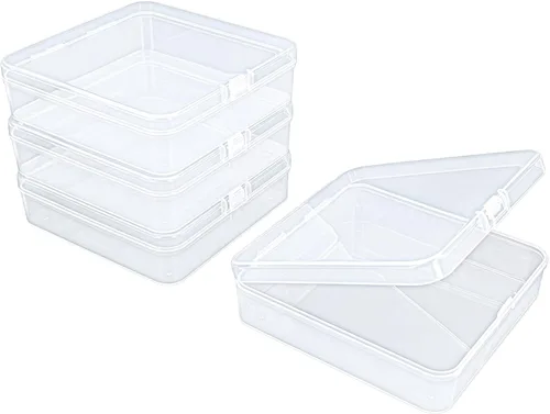 Vista 8 de Goodma 18 contenedores cuadrados vacíos de plástico transparente con tapas con bisagras para objetos pequeños y otros proyectos de manualidades