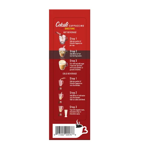 Vista 4 de Colcafe Cappuccino Clásico Instantáneo, 6 sobres por paquete, paquete de 2
