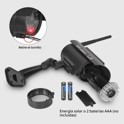 Vista 6 de BNT Cámara de seguridad falsa alimentada por energía solar, cámara de seguridad simulada con sistema de vigilancia simulada con sensor de luz