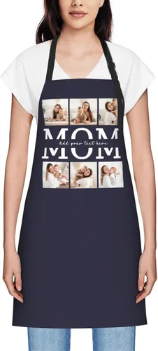 Vista 48 de Delantales personalizados para mujer, diseño de delantal de chef ajustable con nombre, textos, fotos, flores, regalos para el día de la madre