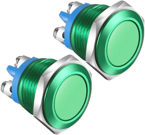 Vista 15 de Gebildet 4 piezas Interruptor de botón de cierre de 12 mm con cabeza elevada, cable de aleación de aluminio 1NO 12V 24V 36V 110V 250V Impermeable