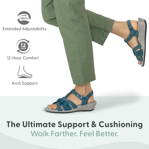 Vista 2 de Orthofeet Sandalia ortopédica de cuña Gladiador ajustable para mujer