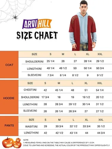 Vista 6 de Arvilhill Conjunto completo con capucha para hombre gordo de Halloween para hombre