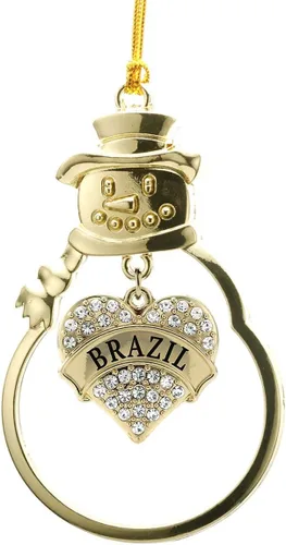 Vista 60 de Inspired Silver - Venezuela - Adorno de Navidad dorado - Adorno de árbol de Navidad con dije de corazón con circonita cúbica - Decoración colgante
