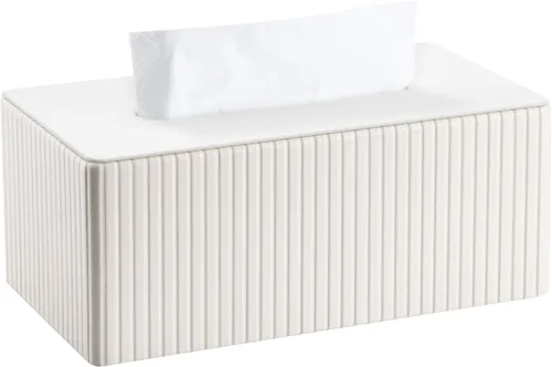 Vista 13 de KINGFOM Funda de caja de pañuelos de cuero sintético PU, soporte rectangular para caja de pañuelos con fondo magnético, dispensador de servilletas