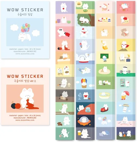 Vista 11 de Monolike Wow Sticker Ancien Fleur + Set de Póster Vintage - Mini Tamaño Lindas Calcomanías, Calcomanías Cuadradas