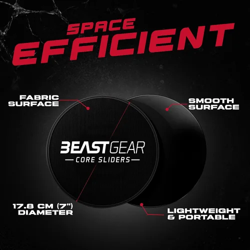 Vista 3 de Deslizadores Core de Beast Gear – Discos deslizantes de doble cara para ejercicios abdominales – Alfombras y suelos duros