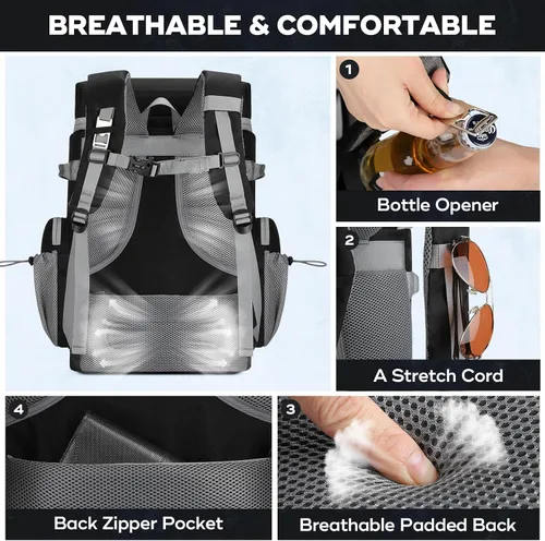 Vista 6 de Maelstrom 35/50 Can Insulated Backpack Cooler, Leakproof Soft Lunch Ice Bag Negro