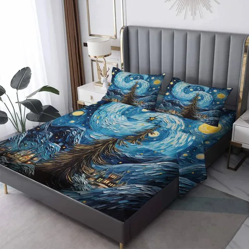 Vista 8 de Juego de sábanas tamaño individual: sábanas de Navidad, sábanas y fundas de almohada de Navidad rojo y verde, microfibra suave, bolsillo profundo