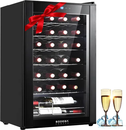 Vista 10 de BODEGACOOLER Mini Refrigerador de 24 Botellas para Dormitorio, Refrigerador de Vino con Compresor para Hogar y Cocina, Enfriador de Vino con Control