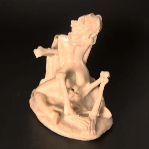 Vista 3 de Carefree Fish Esqueleto de acuario King and Queen Decor Tank Halloween Skull Ornament Bubbler Ornament A Crazy Underwater Song and Dance Drama Sin