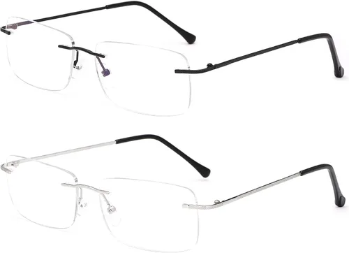 Vista 8 de 2 pares de anteojos de lectura bifocales transparentes sin montura con bloqueo de luz azul, lectores para hombres y mujeres, anteojos muy cerca