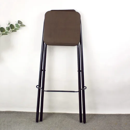 Vista 6 de Taburete de bar plegable moderno de acero para desayuno, asiento de plástico, sillas plegables para exteriores, silla de comedor impermeable