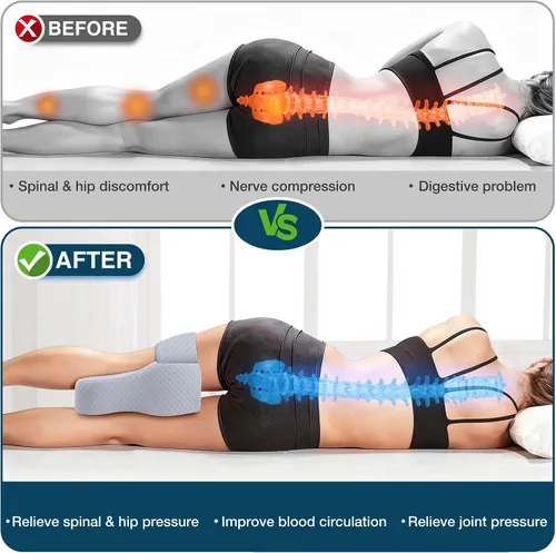 Vista 4 de Almohada de rodilla para dormir de lado con alivio del dolor de cadera, almohada de pierna para dormir de lado con correa ajustable, alivio