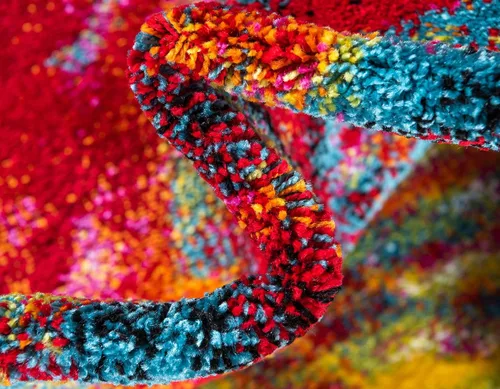 Vista 7 de Unique Loom colección Lyon - Alfombra abstracta y moderna, Polipropileno, Multi/azul marino.
