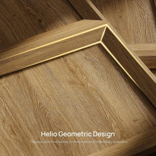 Vista 6 de SICOTAS - Armario buffet de 61.7 pulgadas, aparador de 4 puertas, cocina, sala de estar, roble marrón Geometric Doors & Elegant Gold Handle
