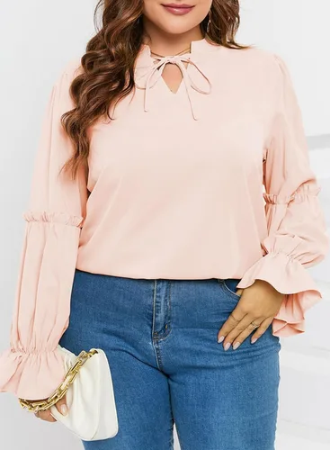 Vista 3 de Eytino Womens Plus Size Tops Long Sleeve Flowy Blouses V Neck Babydoll Shirts(1X-5X)