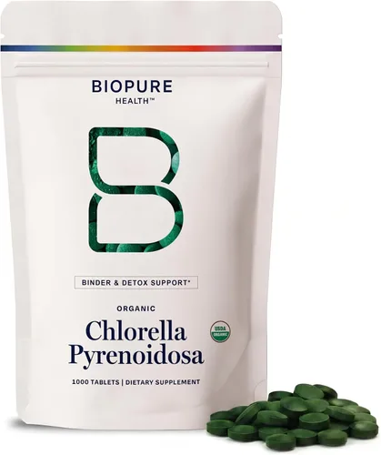 Vista 10 de Biopure Health Chlorella Pyrenoidosa Apoyo de limpieza 400 tabletas Chlorella Pyrenoidosa, algas orgánicas de pared de células agrietadas