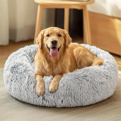 Vista 19 de JOLLYVOGUE - Cama para perros y gatos, cama relajante y antiestrés para mascotas y perros pequeños, cojín esponjoso en forma de dona para mascotas