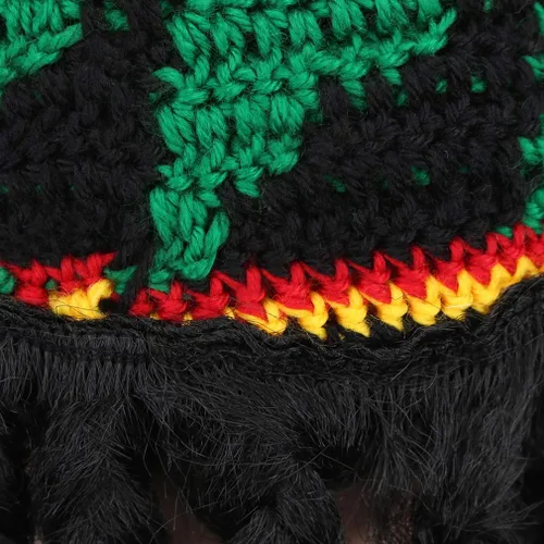 Vista 6 de Rasta Dreadlocks - Peluca de gorro con Tam de 28 pulgadas, punto reggae holgado, gorro de ganchillo jamaicano, gorra elástica de punto hippie, pelo