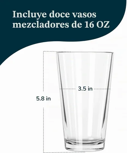Vista 3 de Libbey 1639HT Restaurant Basics DuraTuff - Juego de 12 vasos de pinta de 16 onzas, vasos resistentes multiusos, vasos de vidrio para cerveza, agua