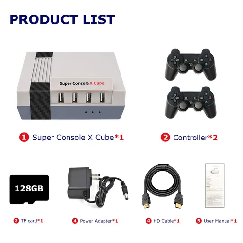 Vista 6 de Retro Video Game Console, Super Console X Cube Built-in 95,000+ Games, TV&Game Systems in 1, Game Consoles Support for 4K TV 1080P HD Output, 4 USB