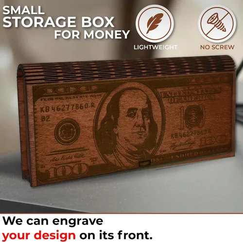 Vista 4 de Cajas de regalo de dinero para efectivo de cumpleaños - Caja de dinero de madera personalizada con grabado, caja de regalo de madera personalizada