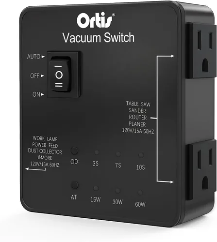 Vista 9 de Ortis - Interruptor automático de vacío, interruptor automático de control de polvo para 2 herramientas eléctricas, modos de encendido/apagado
