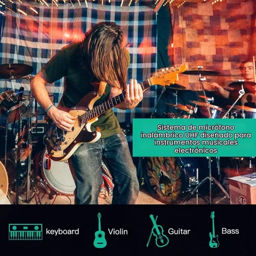 Vista 5 de Sistema inalámbrico de la guitarra, receptor recargable del transmisor de Rojo